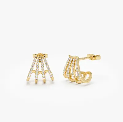 14k Multi Huggie Diamond Earrings