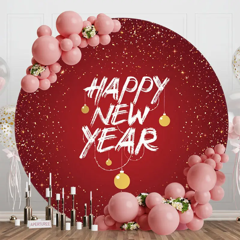 Christmas Balls Holiday Circle Happy New Year Backdrop - Aperturee