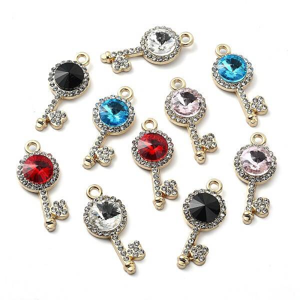 Golden Rack Plating Alloy Rhinestone Pendants