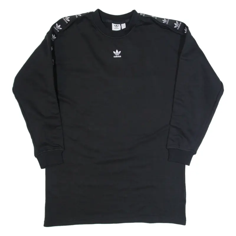 ADIDAS Oversized Womens Jumper Dress Black Long Sleeve Knee Length UK 10