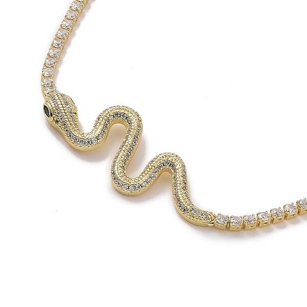 Cubic Zirconia Snanke Pendant Necklace with Cup Chains