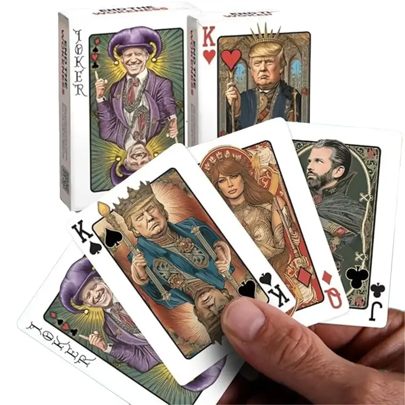Trump Poker Playing Cards-Premium Collectible Deck Family Poker Set Salute to Trump, Melania, Trump Jr., and Biden Joker with...