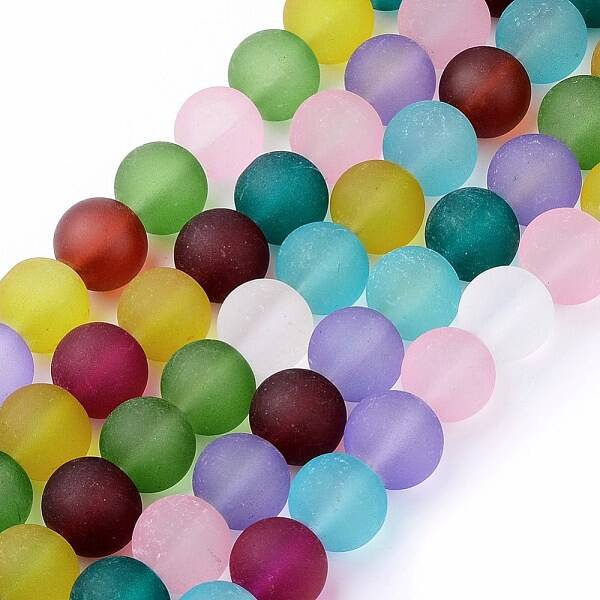 Frosted Glass Beads Strands
