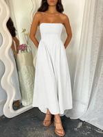 Women's Solid Color Tube Dress, Casual Dress for Summer, Fashion Women's Clothing for Daily Wear, Womenswear