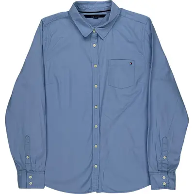 Tommy Hilfiger Classic Long Sleeve Shirt - Large - Blue Cotton