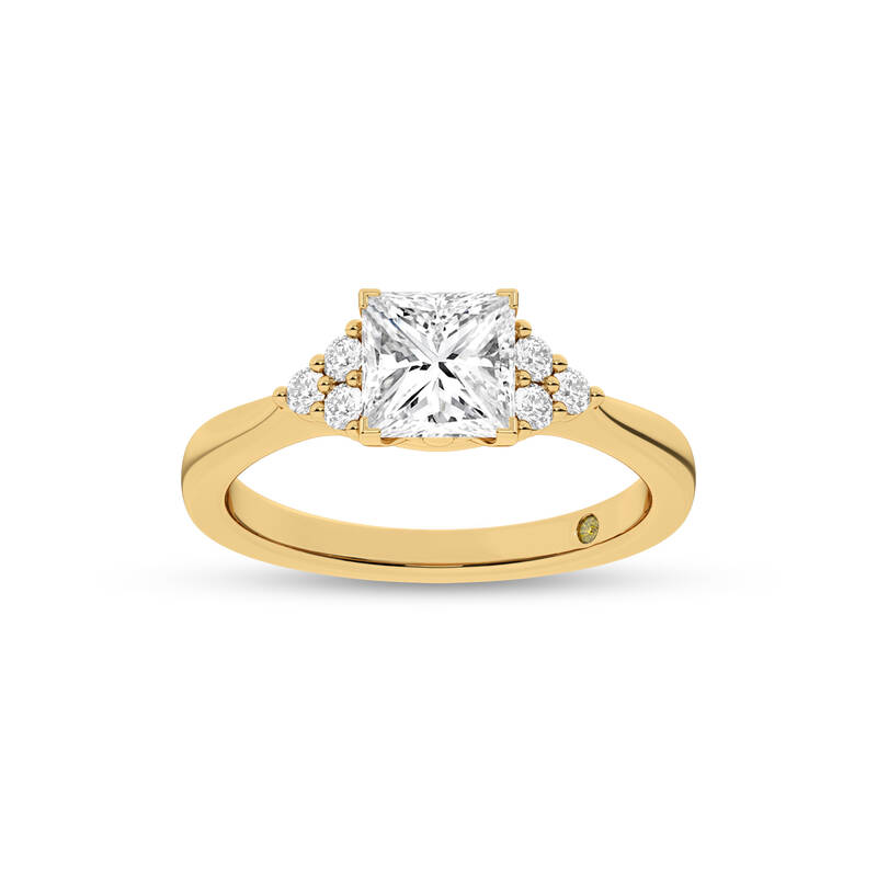 Eldra Illusion Trilliant Princess Cut Lab Grown Diamond Engagement Ring | 18K Yellow Gold 2 1/4 CT. TW.