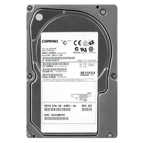 286712-002 HP 72.8GB Ultra-160 SCSI 10000 3.5-inch Hard Drive