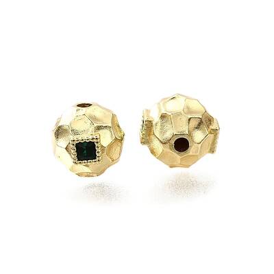 Brass Micro Pave Cubic Zirconia Beads