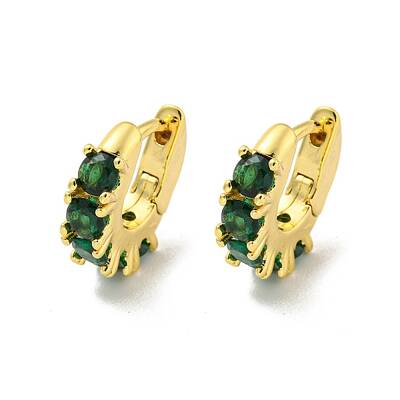 Brass Micro Pave Cubic Zirconia Hoop Earring