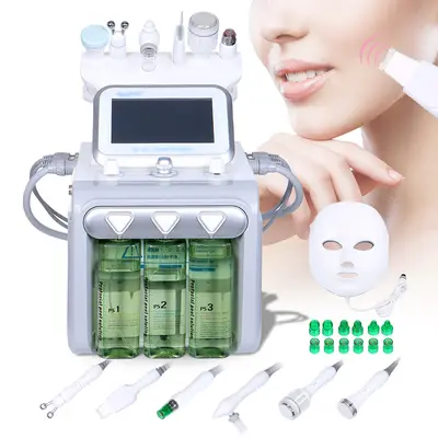 6 in 1 Hydra Water Peeling Diamond Dermabrasion Ultrasonic RF Facial Machine with LED Mask for Spa Salon Studio Home Use | SR...