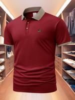 Men's Colorblock Polo Shirt, Regular Fit Casual Short Sleeve Collared Top for Summer, Fashion Men's Clothes for Daily Wear, T...