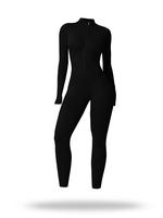 Sporty Women's Solid Color Half Zip Mock Neck Sports Jumpsuit, Casual Comfy Breathable Long Sleeve Skinny Jumpsuit for Yoga G...