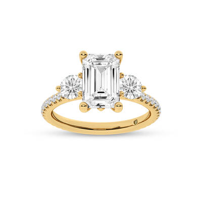 Zephyr Three Quarter Coverage Emerald Cut Lab Grown Diamond Engagement Ring | 10K Yellow Gold 4 1/6 CT. TW.