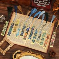 pack of 12 flowers metal bookmarks with tassels gold bookmarks van Gogh paintings bookmarks for readers students teachers Bir...