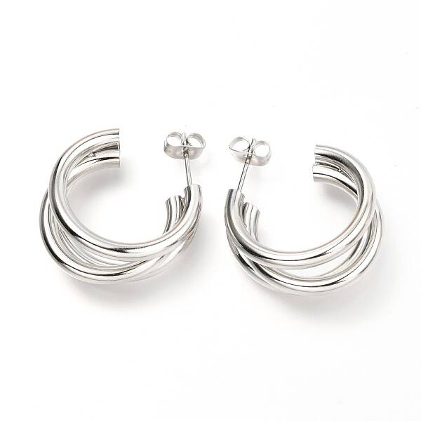 Tarnish Resistant 304 Stainless Steel Half Hoop Earrings