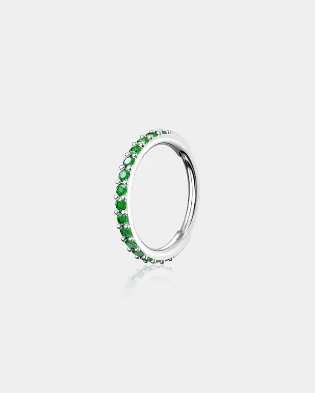 20G Pink CZ Hinged Segment Nose Ring - Green CZ / 5mm