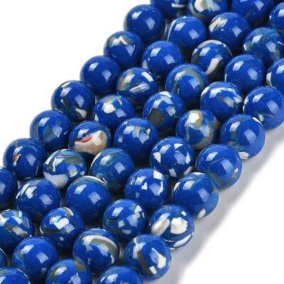 Assembled Synthetic Stone and Trochus Shell Beads Strands