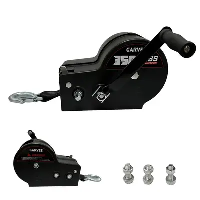 Garvee 3500 lbs Heavy-Duty Boat Trailer Winch - Hand Crank Winch with 33ft Strap, 4:1/8:1 Gear Ratio for Towing and Pulling B...