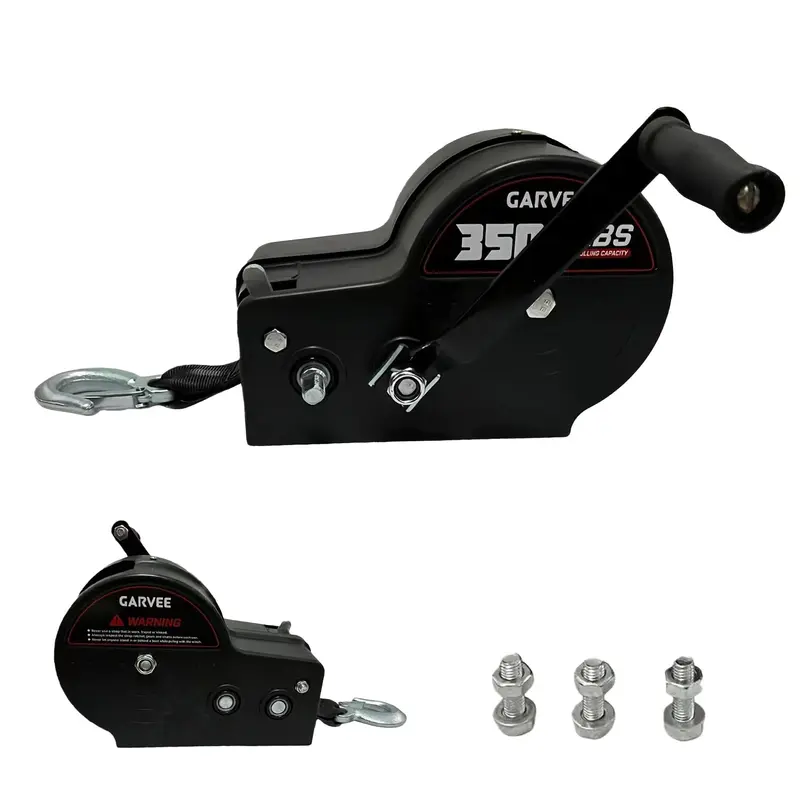 Garvee 3500 lbs Heavy-Duty Boat Trailer Winch - Hand Crank Winch with 33ft Strap, 4:1/8:1 Gear Ratio for Towing and Pulling B...