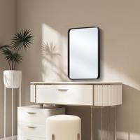 Rectangular Vanity Bathroom Mirror, Matte Black Metal Framed Wall Mounted Mirror, Modern Farmhouse Design for Over Sink, Hori...