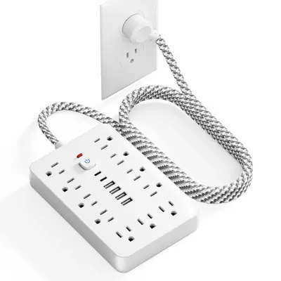 Multi-functional 17 in 1 Power Outlet, 11-Outlet Surge Protector with 4 USB-A & 2 USB-C Charging Ports, Wall Mountable Power ...