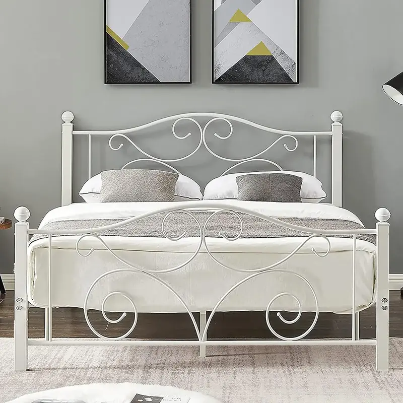 VECELO Bed Frame Heavy Duty Metal Platform Support Twin Full Queen Size with Strong Metal Headboard Footboard,No Box Spring N...