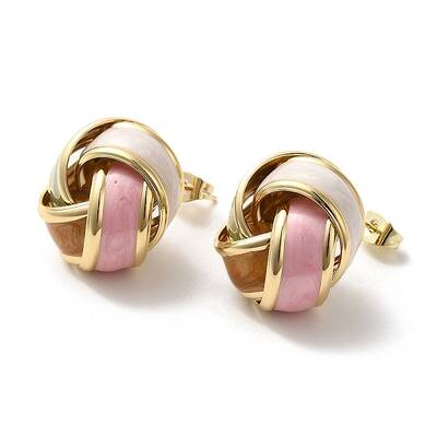 Real 18K Gold Plated Brass Enamel Stud Earrings for Women