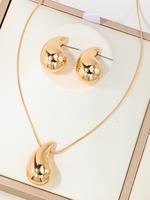 Women's Summer Simple Water Drop Shaped Pendant Necklace & Dangle Earrings, Fashion Women Accessories for Party, Daily Clothi...
