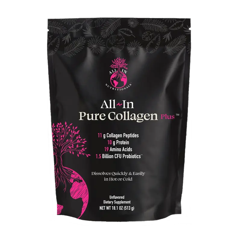 All-In Pure Collagen Plus –  11g Collagen Peptides & 1.5B CFU Probiotics – Fast-Dissolving Powder for Hair, Skin, Nails &...