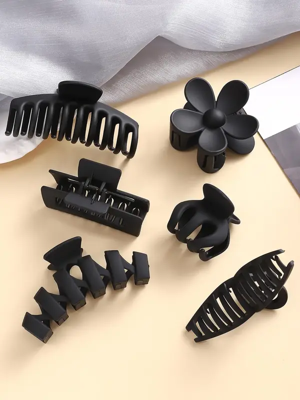 Summer 2024 Simple Plain Hollow Out Design Hair Claw, Fashionable Hair Accessories for Women & Girls, Frosted Anti-skid Desi...