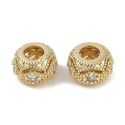 Brass Micro Pave Cubic Zirconia European Beads
