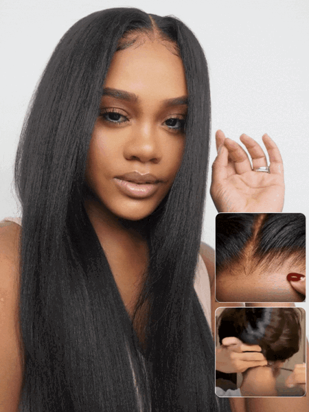 Nadula Flash Sale Yaki Straight No Slip Glueless Wig 7x5 and 13x4 Bye Bye Knots Put On and Go Human Hair Wig