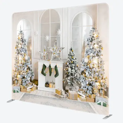 Aperturee Modern White House Christmas Pillow Case Backdrop - Aperturee