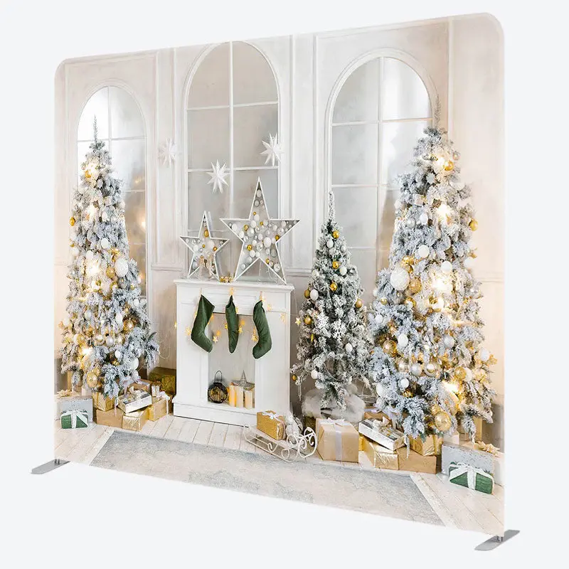 Aperturee Modern White House Christmas Pillow Case Backdrop - Aperturee