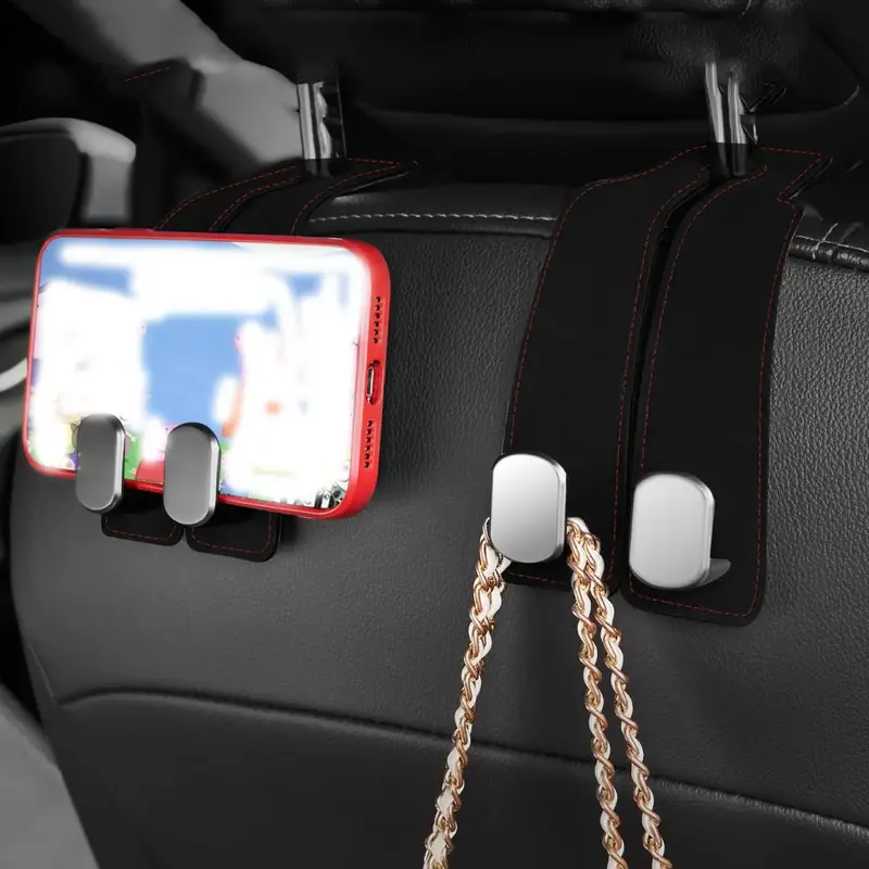 Car Seat Back Storage Hook, 1 Count PU Leather Hidden Hook, Multipurpose & Durable, Ideal Car Interior Accessories
