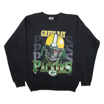 TRENT Green Bay Packers Mens Sweatshirt Black 90s USA L
