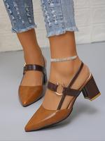 Fashionable Solid Color Slingback Heels, Classy Sandals, 1 Pair Elegant Pointed Toe Heels for Daily Wear, Casual Versatile Wo...