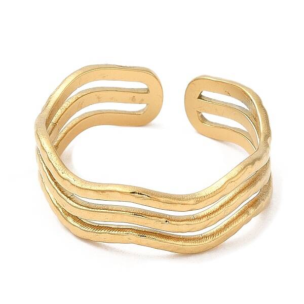 Ion Plating(IP) 304 Stainless Steel Triple Line Open Cuff Ring for Women