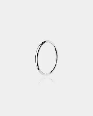 18G 14K White Gold Classic Segment Nose Hoop - 9mm