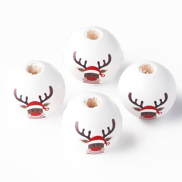 Painted Natural Wood Beads
