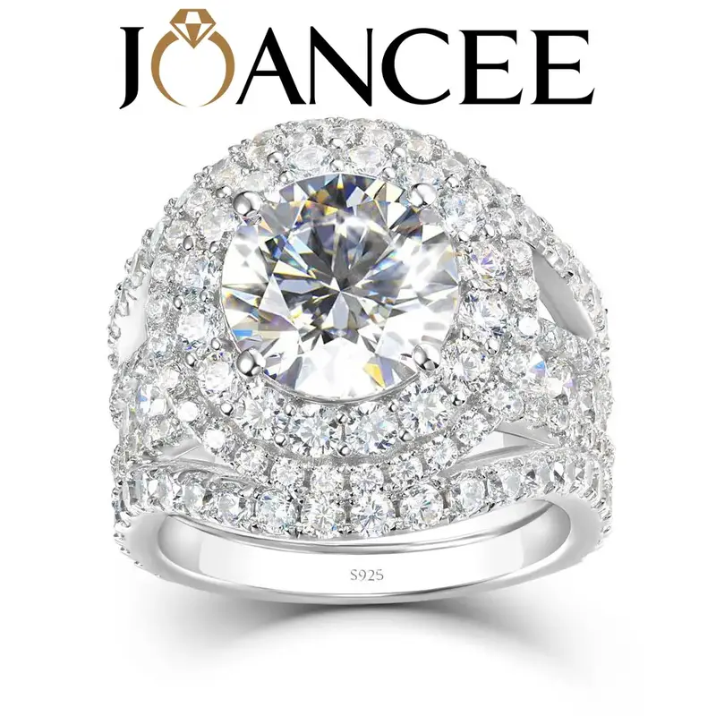 Round Cut 925 Sterling Silver Double Halo Engagement Ring for Anniversary Birthday Jewelry Gifts