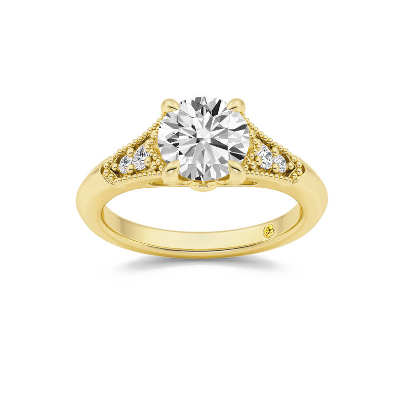 Lily Art Deco Round Lab Grown Diamond Engagement Ring | 18K Yellow Gold 3 3/5 CT. TW.