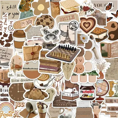 Retro Aesthetic Stickers, 60pcs/set Self Adhesive Decorative Stickers, DIY Decals for Water Bottle, Laptop, Phone Case, Scrap...