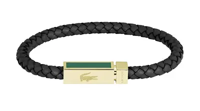 Lacoste Bracciale In Pelle Nera Per Uomo Rockel 2040451