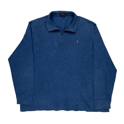 Estate Rib Polo Ralph Lauren 1/4 Zip - 2XL Blue Cotton