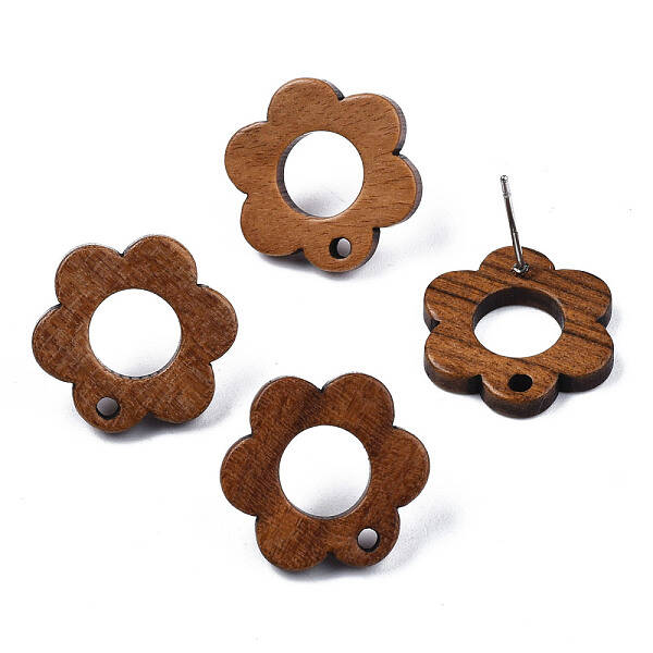 Walnut Wood Stud Earring Findings
