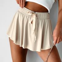 Dark Blue Drawstring High Waist Lined Tennis Skorts