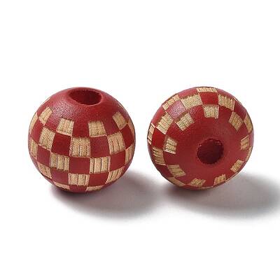 Wood Laser Engraved Tartan Beads