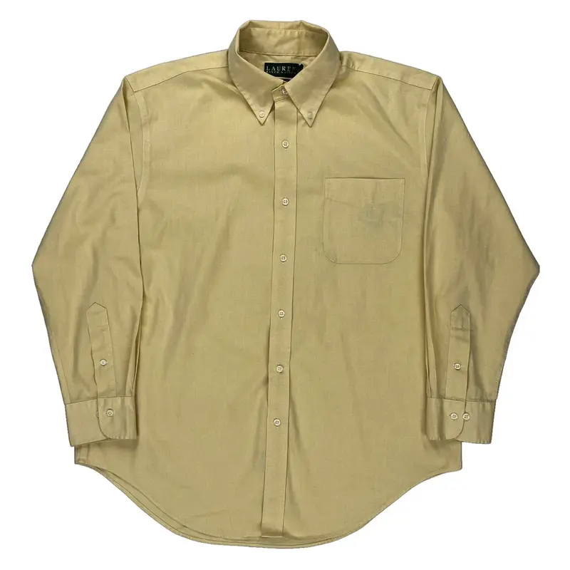 Lauren Ralph Lauren Collared Shirt - Large Beige Cotton