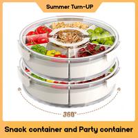 DAOTENGQL 2PCSSealed Rotating Deli Vegetable and Fruit Tray, Taco Night, Pozol，Party, Snack Rotating Box, Divided Tray with...